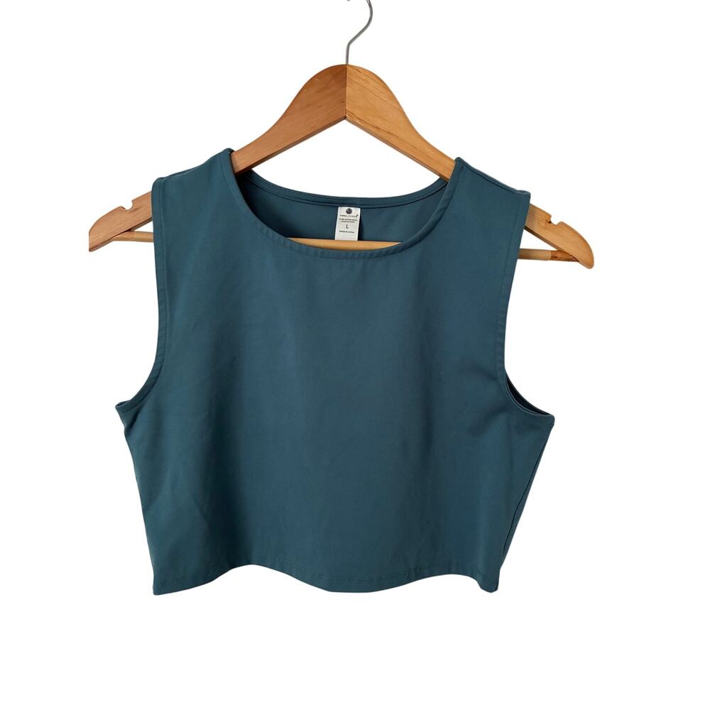 Yogalicious Teal Cropped Muscle Tank Active Yoga Workout Athleisure Size L